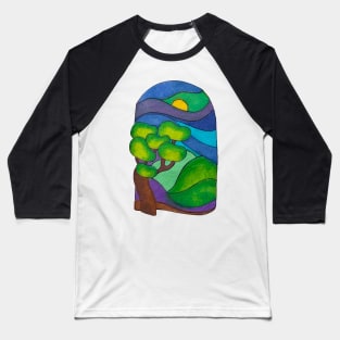 Hand Drawn Landscape Baseball T-Shirt